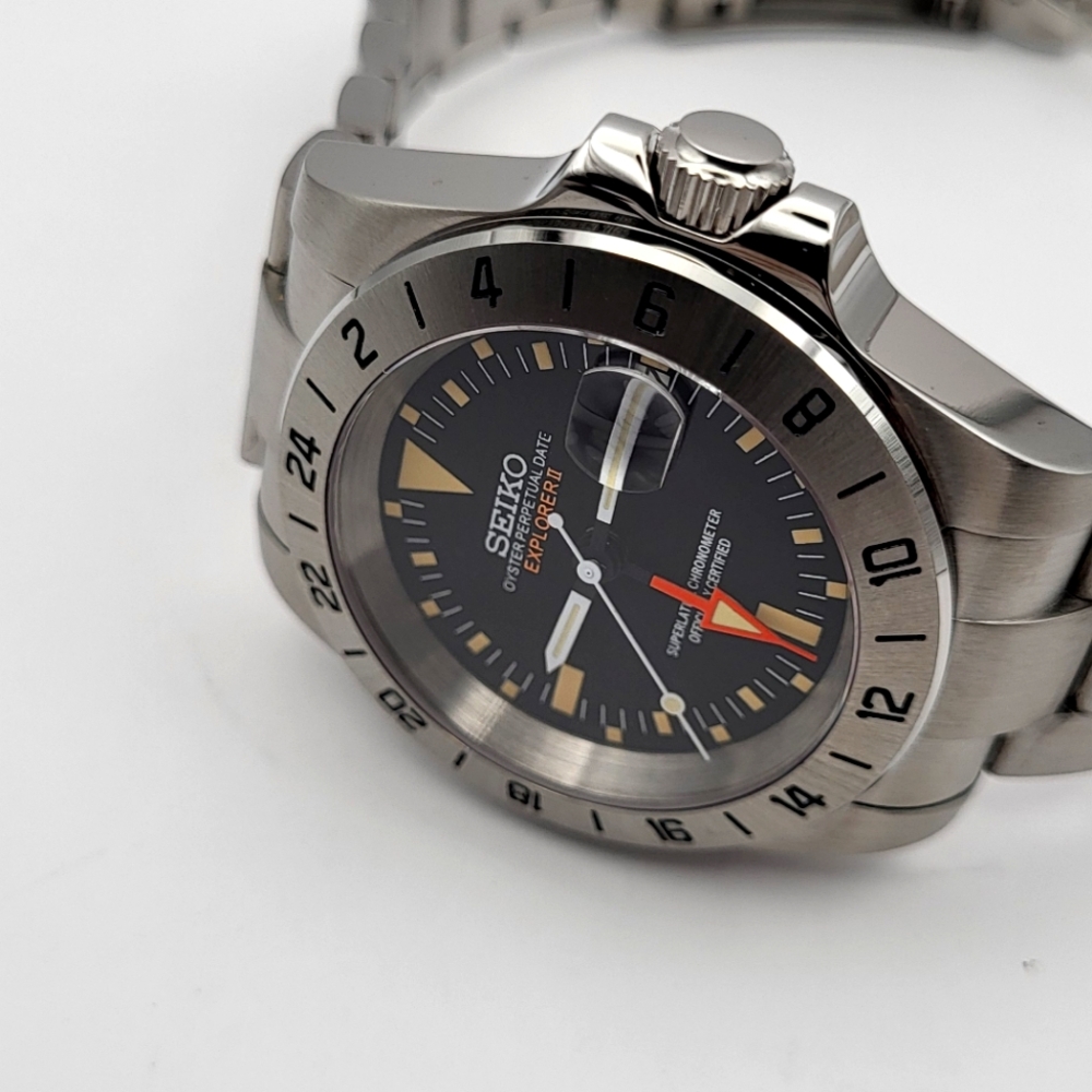 New Custom 39.5mm SeikoMod Automatic GMT Watch Vintage 1655 Style Exp. II - Picture 2 of 7